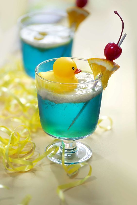 Blue baby shower punch with sherbet and sprite