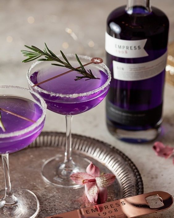 Purple moon cocktail with Yuzu and Triple sec