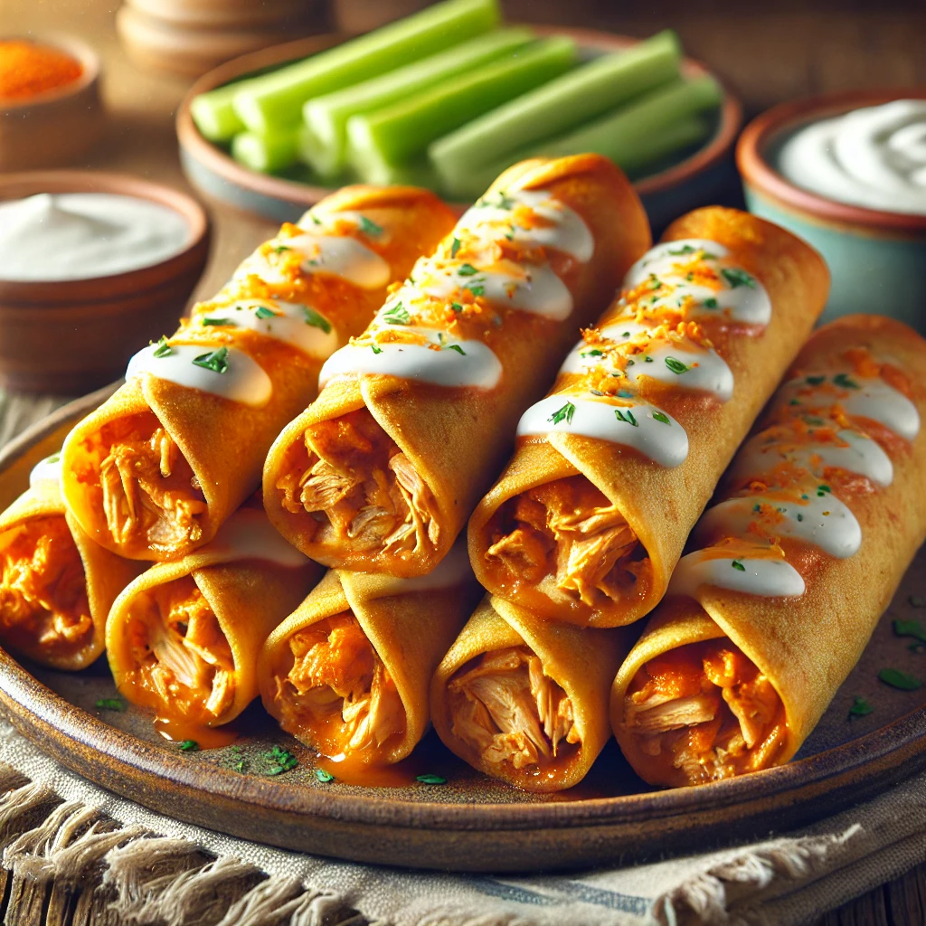 High Protein Buffalo Chicken Taquitos