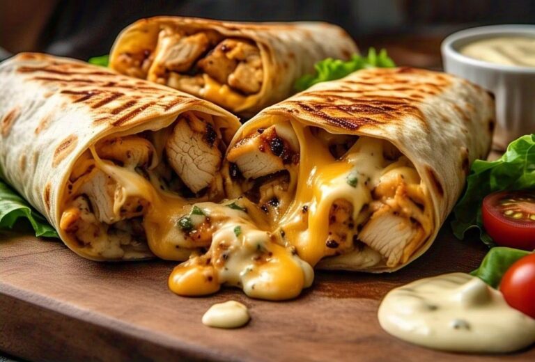 Cheesy Garlic Chicken Wraps