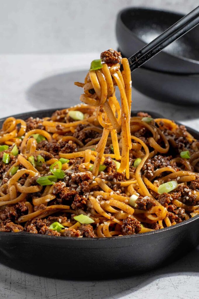 Mongolian Ground Beef Noodles