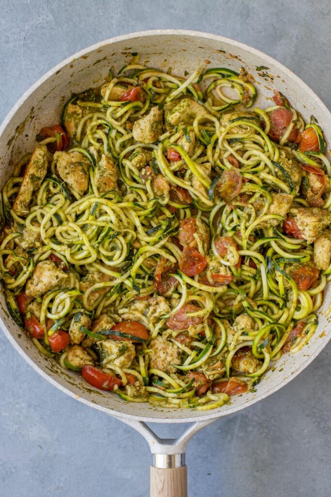 Zucchini Noodles with Pesto Chicken