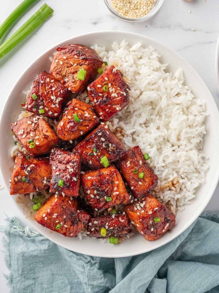 Honey Garlic Salmon Bites