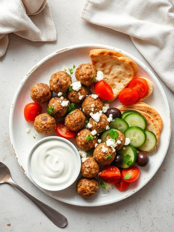 Greek Turkey Meatballs with Tzatziki Sauce