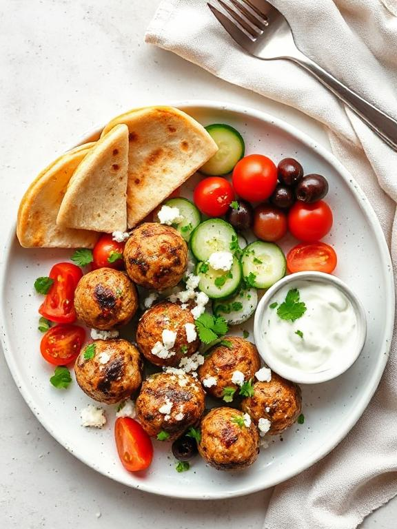 Greek Turkey Meatballs with Tzatziki Sauce